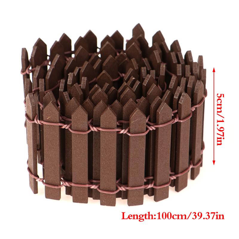 New 100*5Cm Diy Mini Small Fence Barrier Wooden Craft Miniature Fairy Garden For