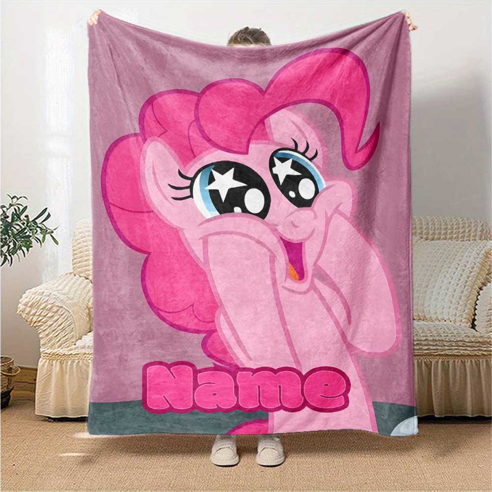 Little Pony (18) Customize Text Blanket Throw Customizable Blanket Soft Warm Cozy Versatile for Sofa Seaside Bedding Office for All Occasions