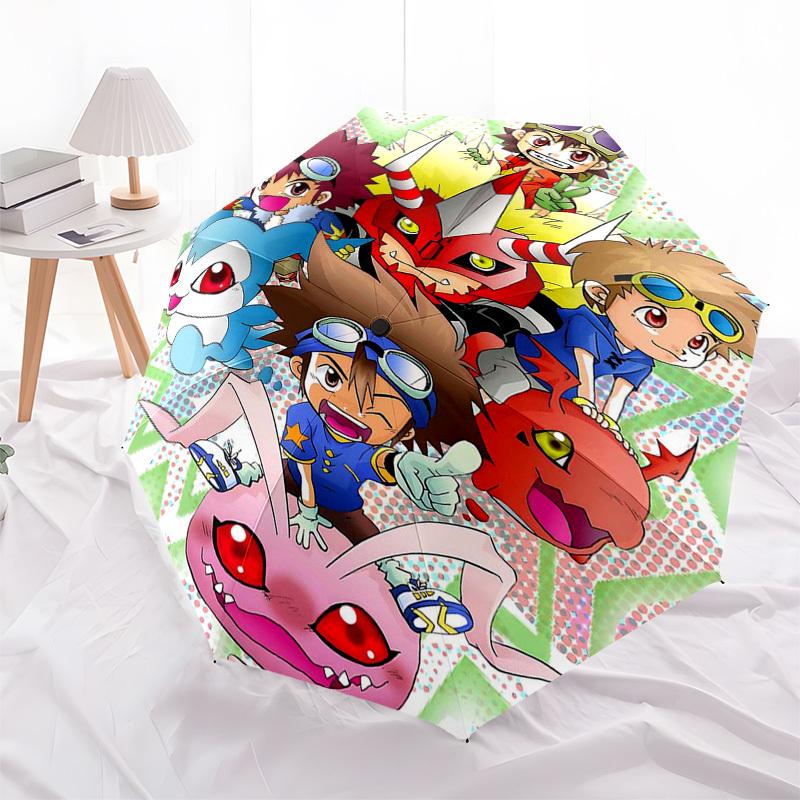 1pc Digimon Adventure Outdoor Umbrella - Automatic Opening/Closing, Portable 3-Fold Design with Metal Frame - Perfect Gift for Fans, Travelers, Everyd