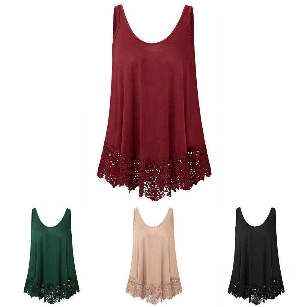 Elegant Women Solid Off Shoulder Sleeveless Lace Patchwork Blouse Shirt Tops Vest Loose For Casual Outings