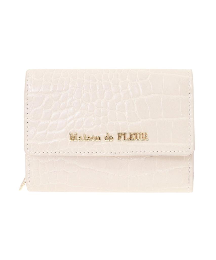 De Apparel Crocodile Embossed Wallet for Light Beige [Maison Fleur] Women,