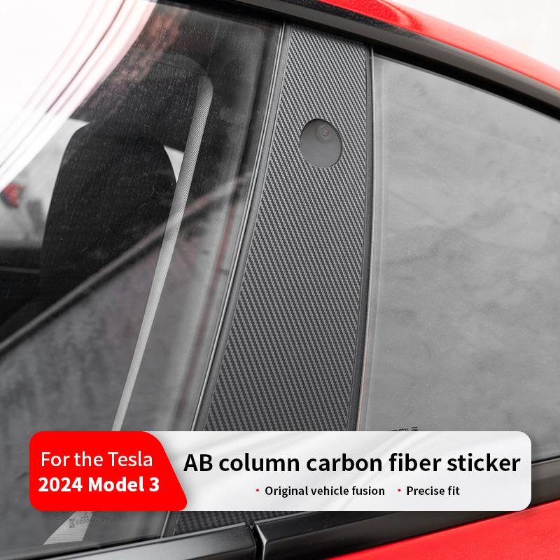 For Tesla 2025 Model Y Protective Film A-pillar B-pillar Scratch Proof TPU Film Carbon fiber pattern sticker