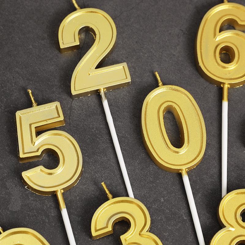 Large Gold Number Candles for First Birthday, Full Moon, Children's Cake Decorations, and Party Accessories.