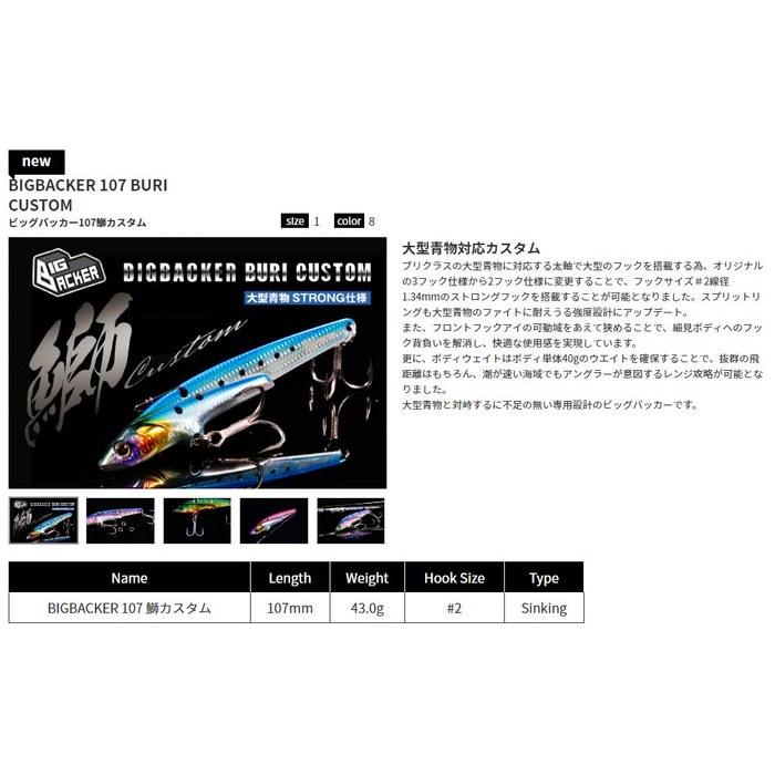 Jackall Big Backer 107 Buri Custom - Sardine/Slim Border Holo. 107mm