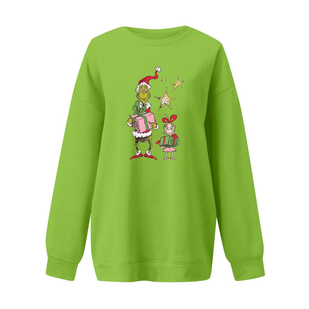Women's Casual Fashion Long Sleeve Christmas Printed Round Neck Sweatshirt Top