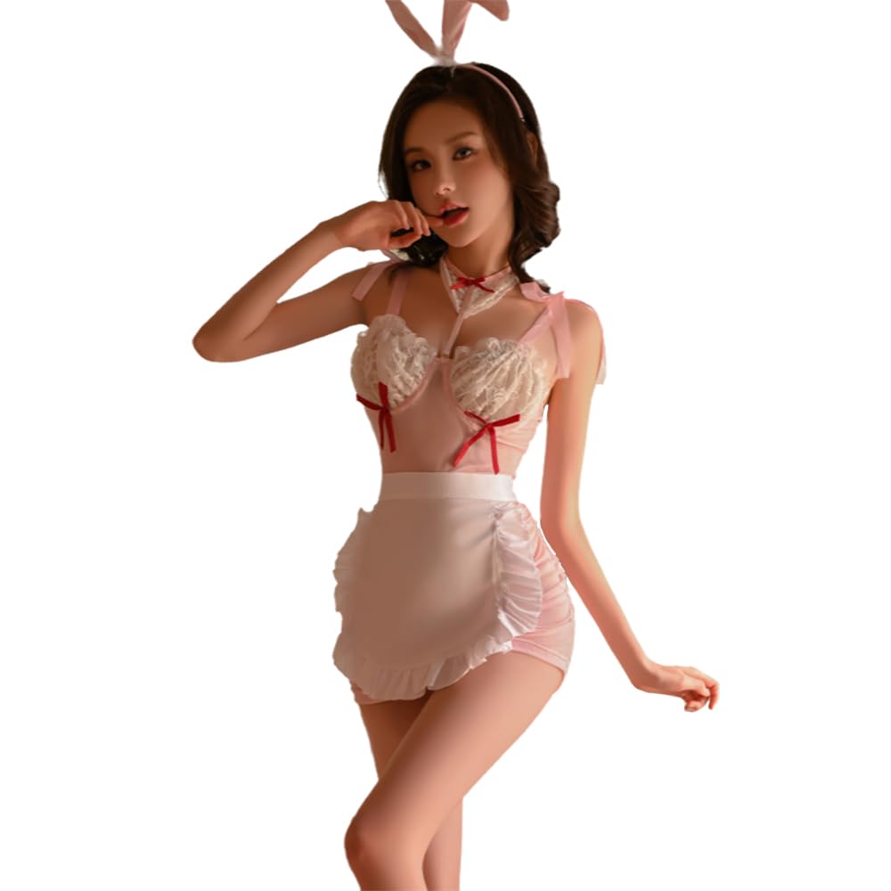 Bunny Girl Rabbit Apron Maid Uniform Sexy Cosplay Halloween Costume Reverse Bunny Open Back Extremely Sexy Erotic Cute Ladies Sleeveless Headband