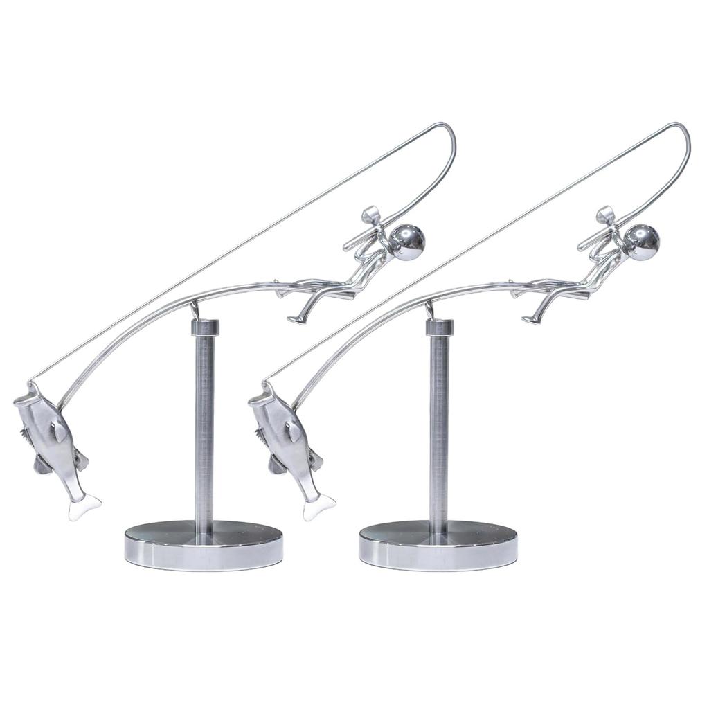 Kinetic Fishing Sculpture Balance Art for Your Space Balance Art Sculpture Fisherman Balancing Figurine Ornament Home Decoration