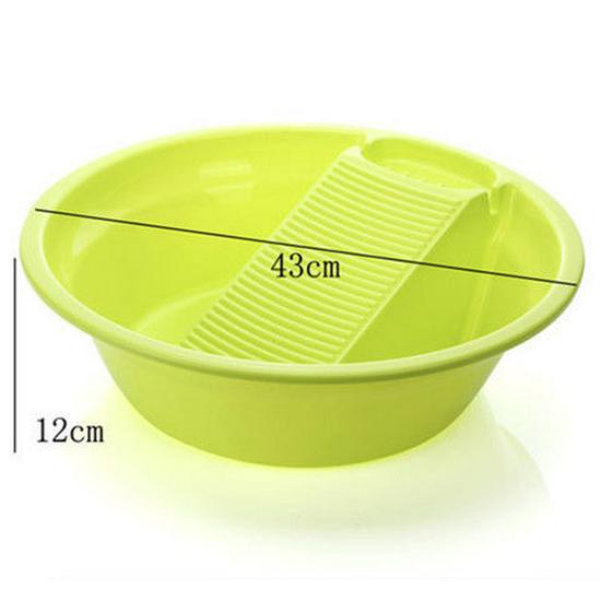 Thickened Plastic Washbasin with Washboard for Laundry and Baby Clothes
