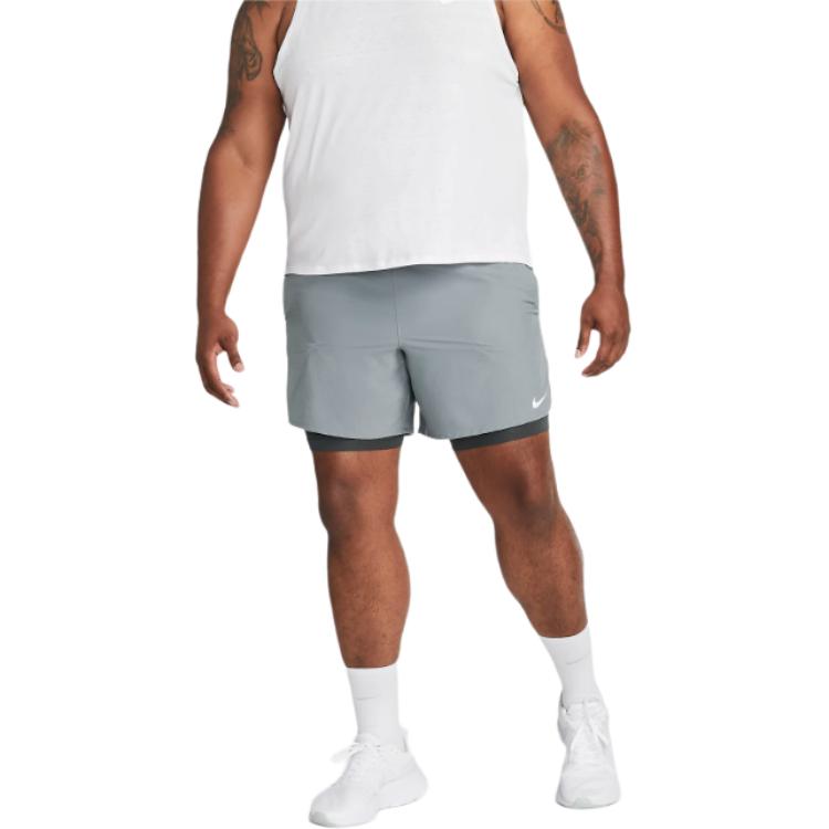 Nike Solid Color Brand Logo High Waist Drawstring Split Shorts Men Shorts Silver DM4759-084