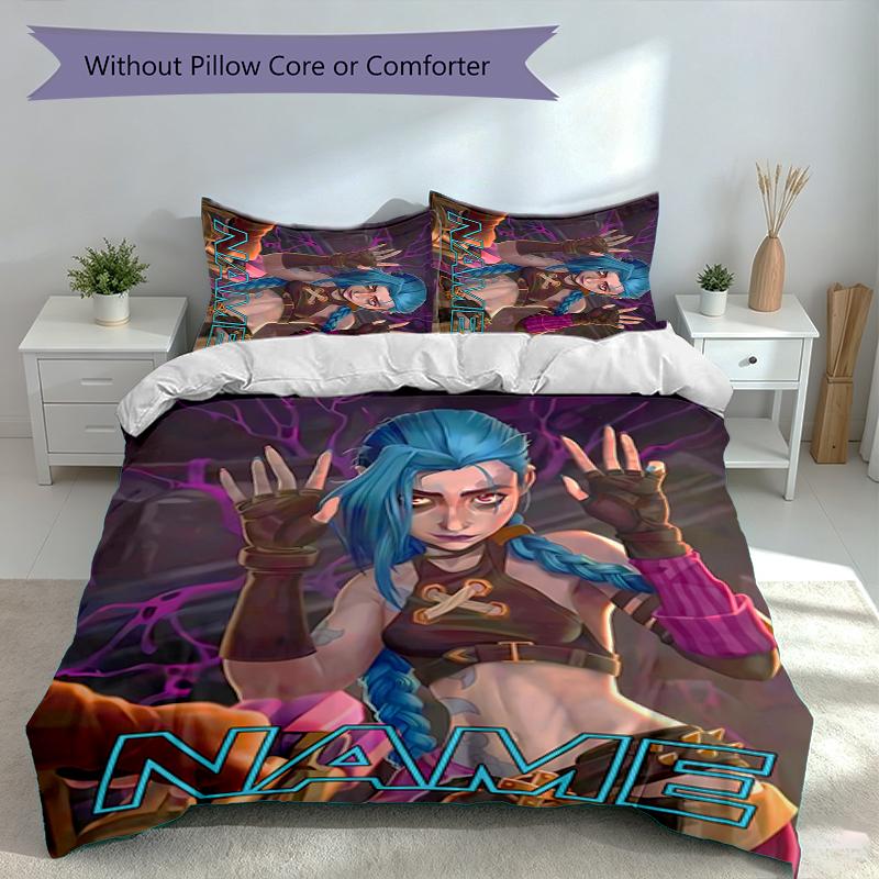 3pcs Custom Name Jinx Set,Includes 1 Duvet Cover and 2 Pillowcases,All-season Bedroom Decor