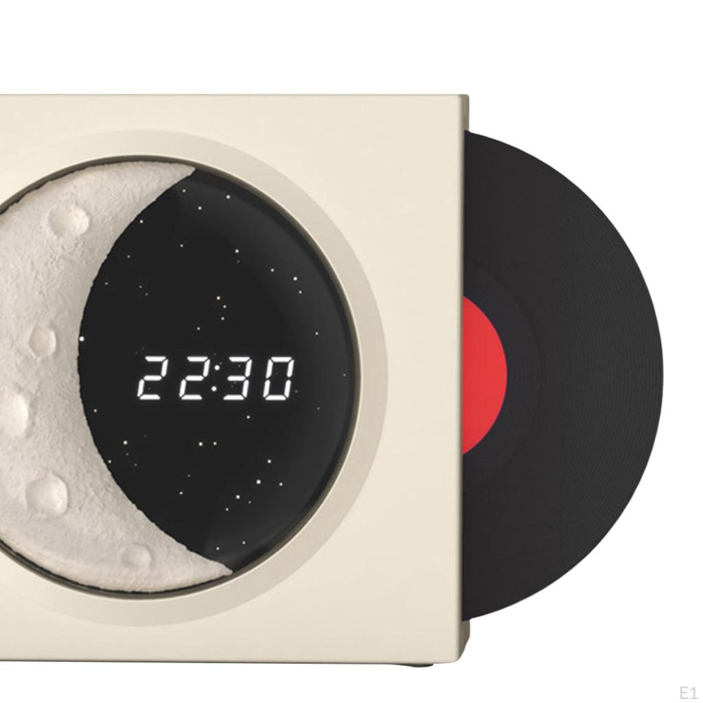 Vinyl Player Speaker, Portable Speaker Support TF Card AUX Vintage Night Light with Time Display