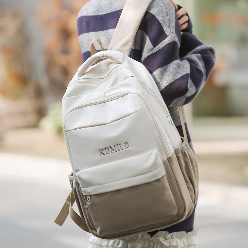 Student Skolväska Kvinna Colorblock Stor kapacitet Datorryggsäck Man Gymnasieryggsäck