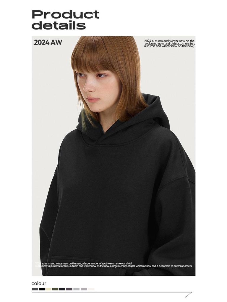 UNF 500G Heavyweight Fleece-Lined Hooded Pullover Sweatshirt for Men and Women, Ideal for Autumn and Winter