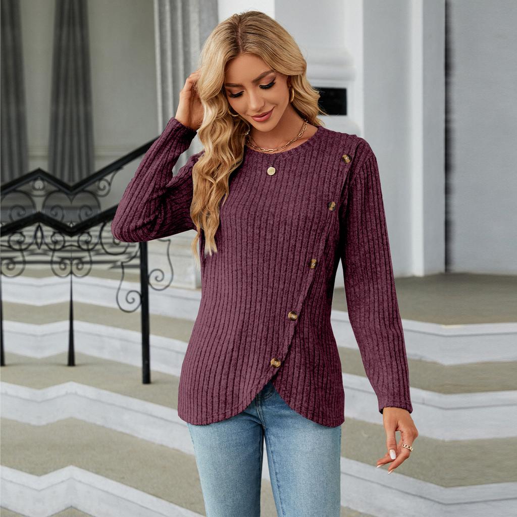 GMXIA Women's Fashion Casual Solid Color Print Autumn Winter Long Sleeve O-Neck Loose Sweaters