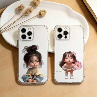 C-Cartoon Niedliches Baby Mädchen Handyhülle Für iPhone 17 16 15 14 13 12 11 Mini Pro Max Plus Transparente Hülle