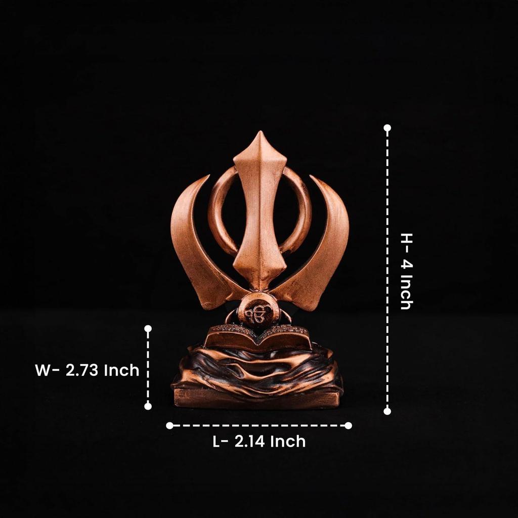 Khanda Sahib Idol, Sikh-Religionssymbol, Khanda-Statue für das Auto-Armaturenbrett, Idol für Pooja, Bürotisch, Dekoration, Geschenkartikel