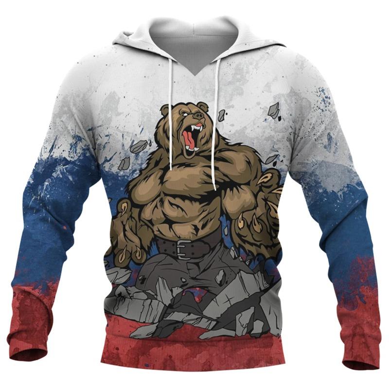 Fashion Men's Hoodie Russia National Emblem Camo 3D Print Fall Sweatshirt Hoodie Street Casual Boy Sweatshirt Y2K Men's Oversized Top Clothing