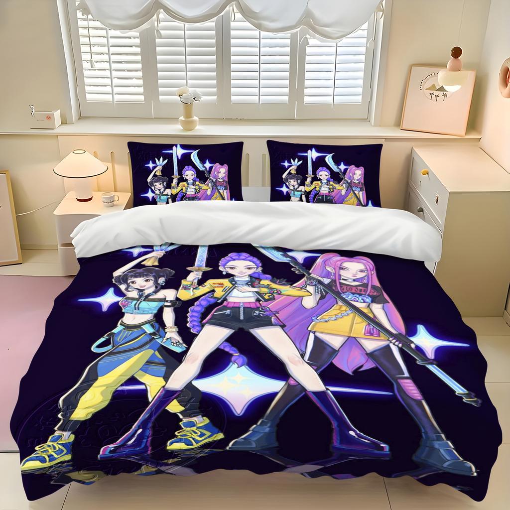 K-Pop: Juego de Funda Nórdica Demon Hunters Ropa de Cama Linda con Fundas de Almohada Gran Regalo Decoración de Habitación Infantil Perfecto para Habitación de Invitados Hogar