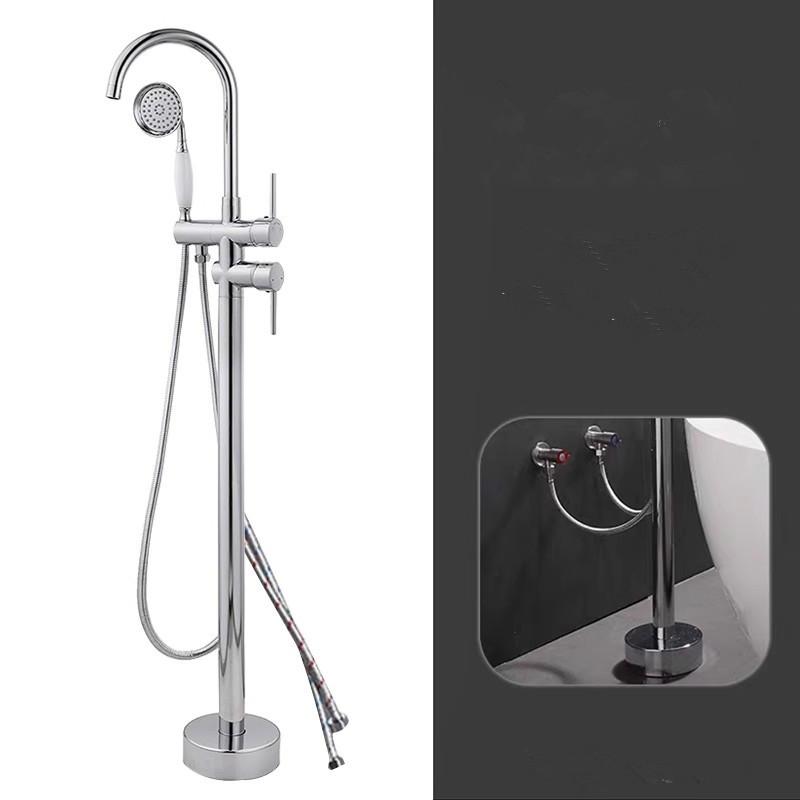 Tuqiu Antique Bathroom Bathtub Faucet With Hand Shower Hot and Cold Faucet Floor Standing Gold/Black/Chrome Bathtub Faucet