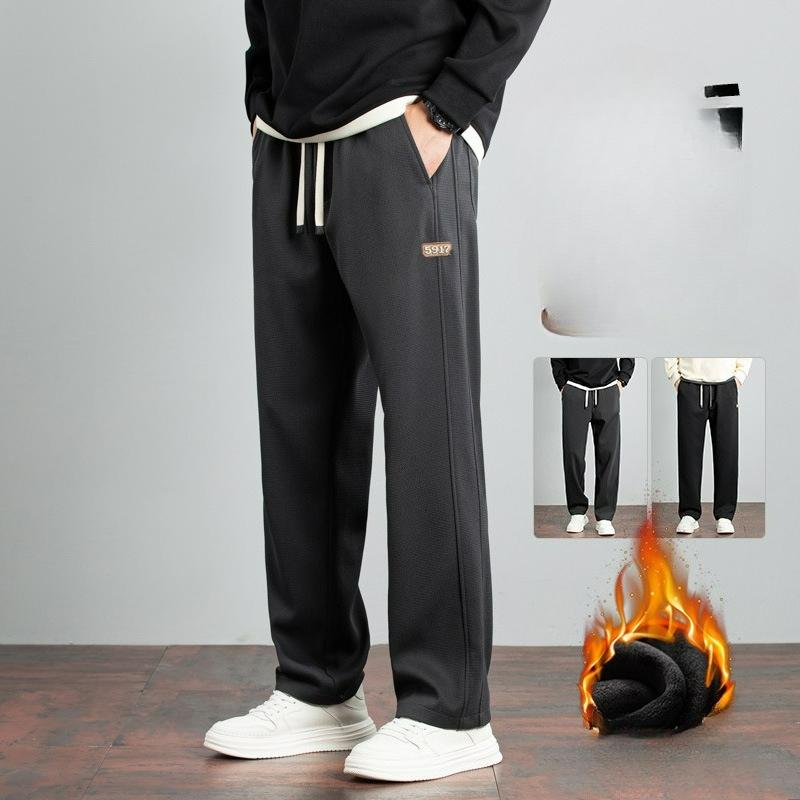 

Sweatpants Men s Autumn and Winter Loose Wide-leg Straight-leg Plus Velvet Pants Men s Sports High-end Casual Pants Trend XXXXL сірий