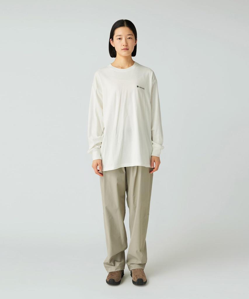 Snow Peak Soft Cotton Relaxed Logo Cut and Long Sleeve and Off White L/S T-Shirt TS-25AU010, Sew, T-Shirt, Men's Women's, XXL,