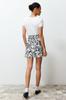 Women's Style Shorts Bermudas Black Patterned Viscose Woven Short Skirt with Frilled Hem