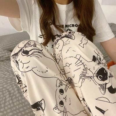 Cartoon Sleeping Pants for Women, Summer and Autumn, New Style for Outdoor Wear, Home Air Conditioning Pants, Korean Version, Loose Fit