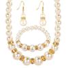 3In1 Set Elegant Pearl Necklace Earrings Bracelet Long Necklace Jewelry Gift