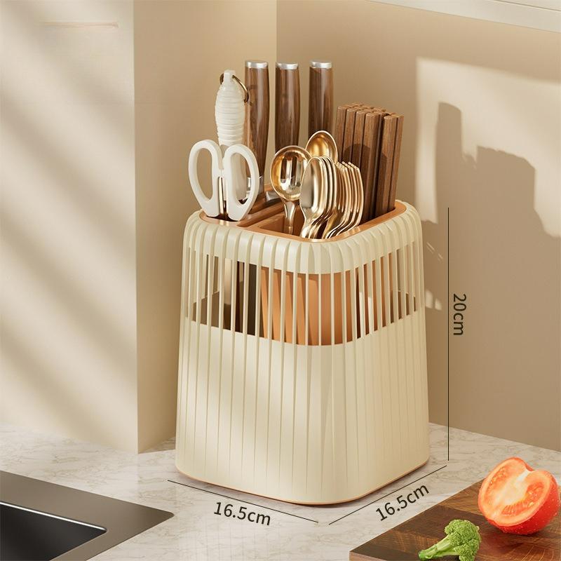 Rotatable Knife Holder, Kitchen Knives, Chopsticks, Spoons, Storage Rack, Household Integrated Drain Knife Holder, Storage Rack