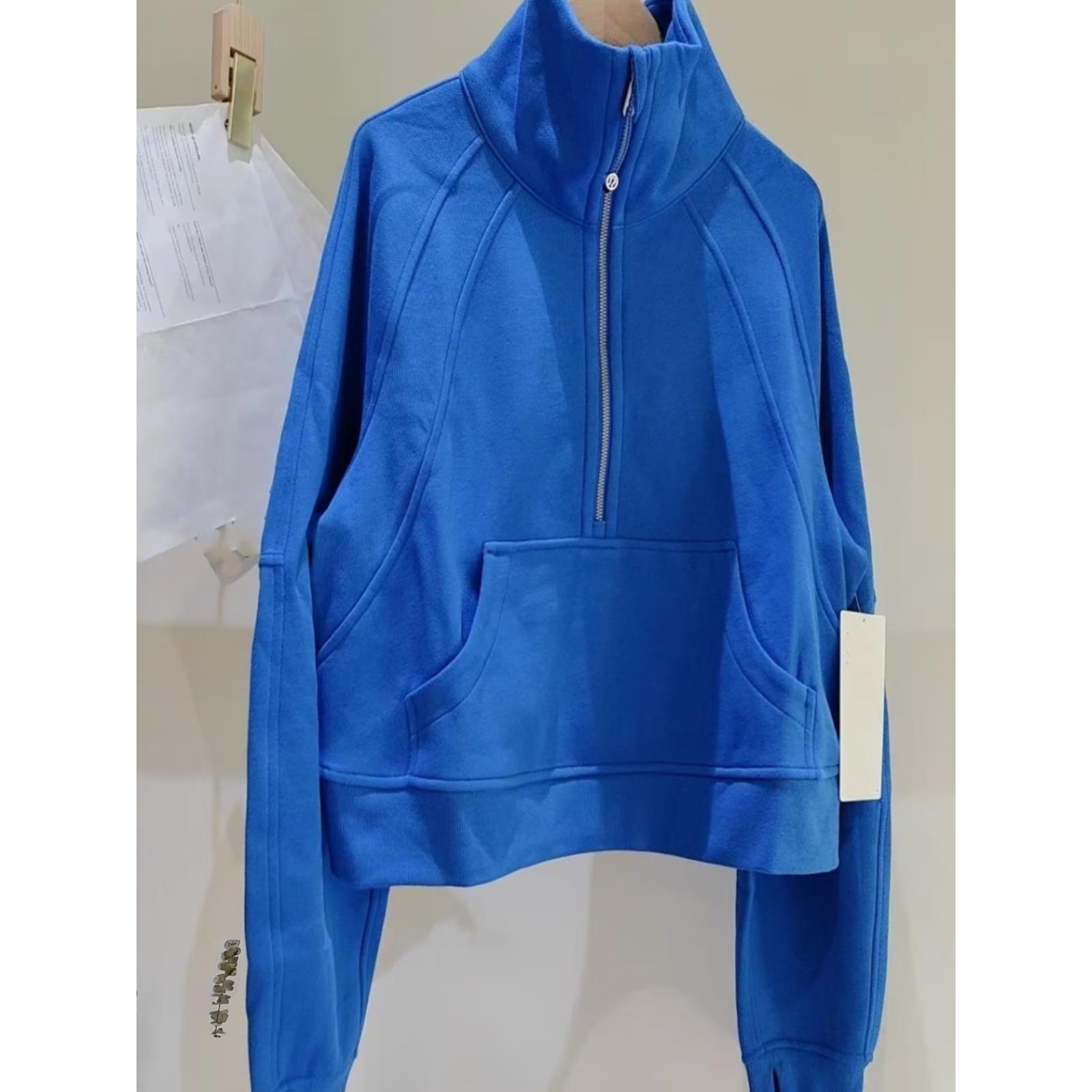 

Fashionable Solid Color High-end Zipper Sweatshirt for Women Autumn Winter New Loose Lazy Style Casual Pullover Versatile Top L синій