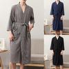 Men Bathrobe Solid Color V Neck Cardigan Water Absorption Oversize Male Pajamas