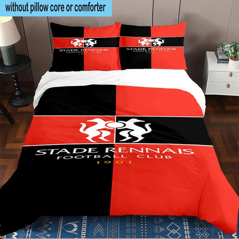 3PCS Stade Football Club Crest Bedding Set,Including 1pc Duvet Cover And 2pcs Pillowcases Perfect for Bedroom, Dormitory, Fan Christmas gift