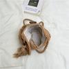 Hand Knitted Bag Women's Lightweight French Artistic Handbag Bucket Woven Shoulder Bag Semicircle Handheld Bag KTB