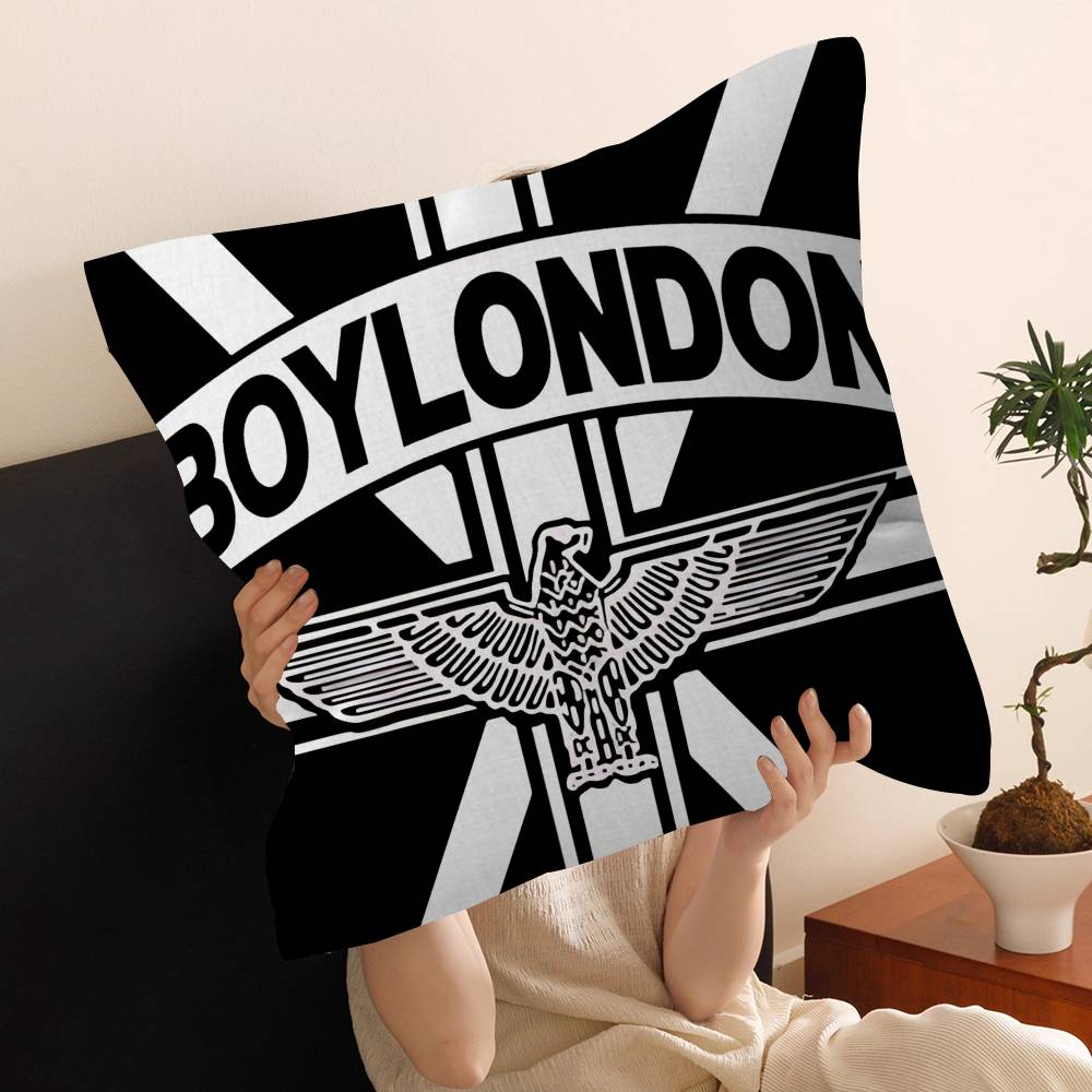 Classic B-Boy L-London Logo Pillow Covers Cartoon Sofa Decorative Home Double-Sided Printing Short Plush Cute Cushion Cover