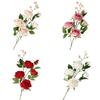 Realistic Simulation Big Rose Handmade Faux Rose Branch Artificial Rose Flower  Wedding Party