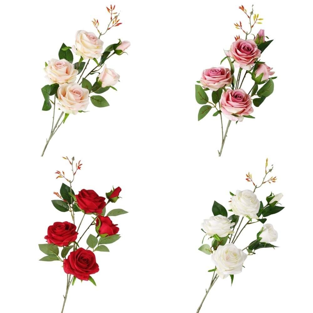 Realistic Simulation Big Rose Handmade Faux Rose Branch Artificial Rose Flower Wedding Party