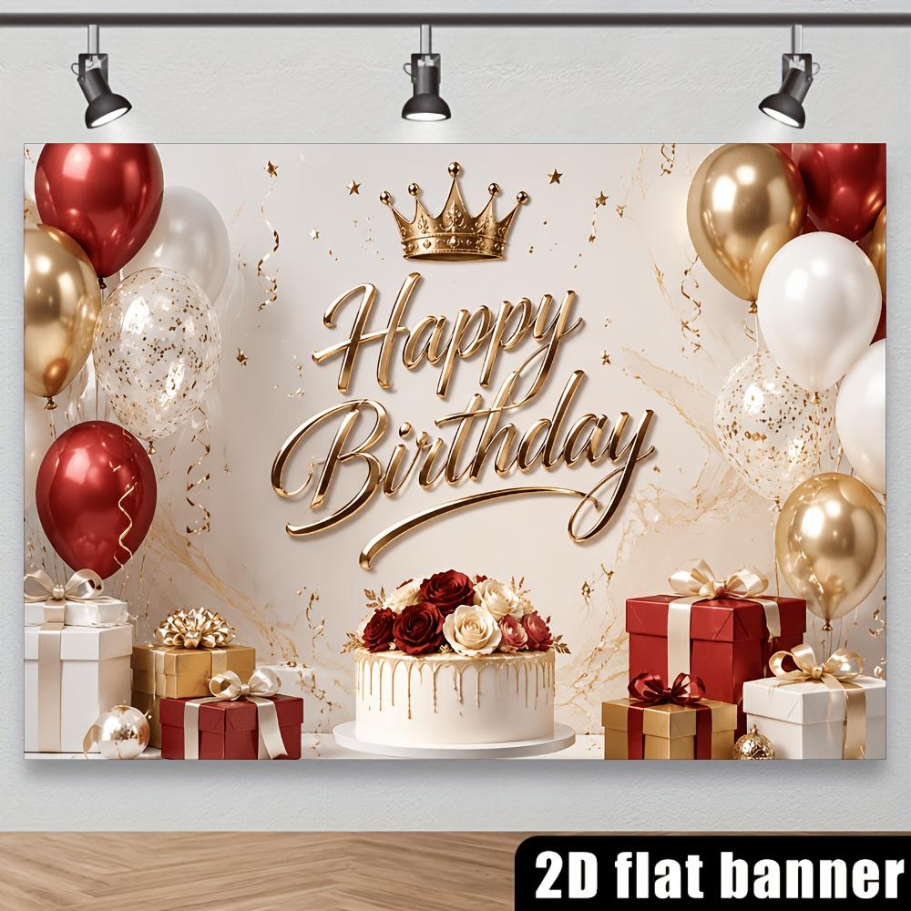 1Pcs Golden Crown Red Balloons Flower Cake Decoration Background Birthday Backdrop Decorations For Photo Studio Booth Party