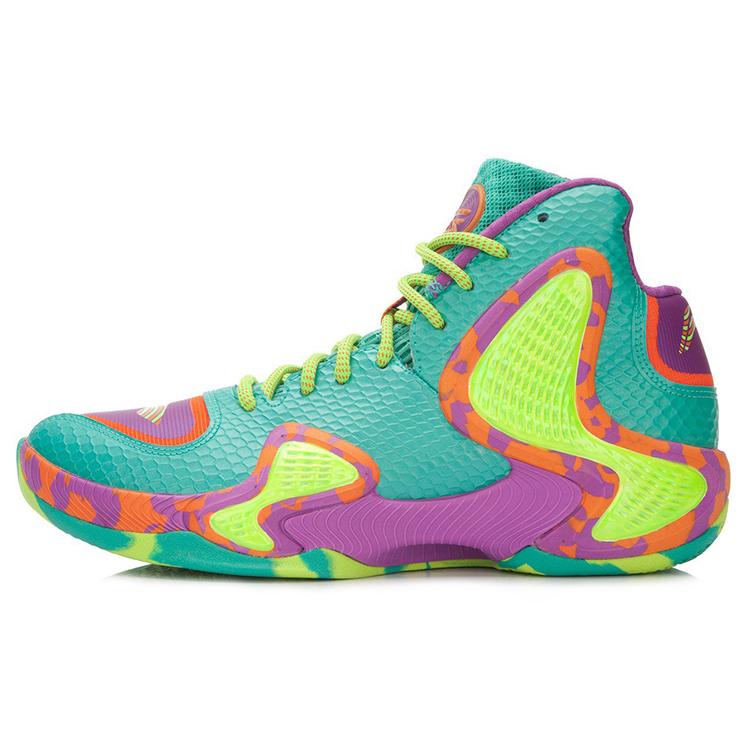 

Li Ning Shadow 1 Cloud Cushioning Slip Resistant Coverage Support Mid top Basketball Shoes Men s Green Yellow Purple ABAL001-1 45