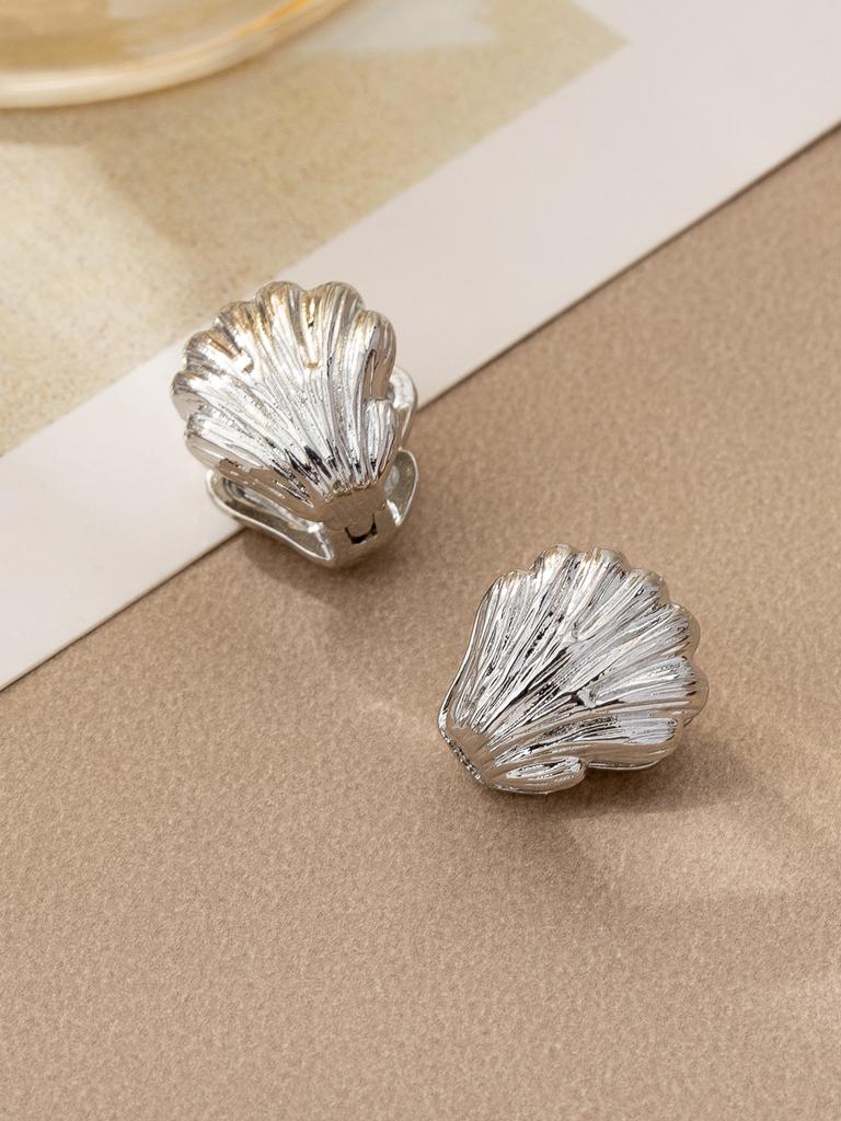 Summer Marine Creature Shape Texture Earrings Gold Plated Elegant Sweet Earrings