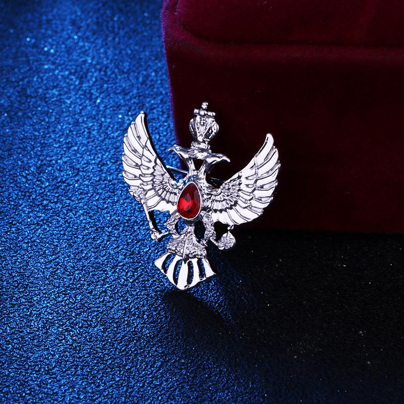Men's Russian Double-Headed Eagle Crown Brooch - Suit Jacket Pin Emblem