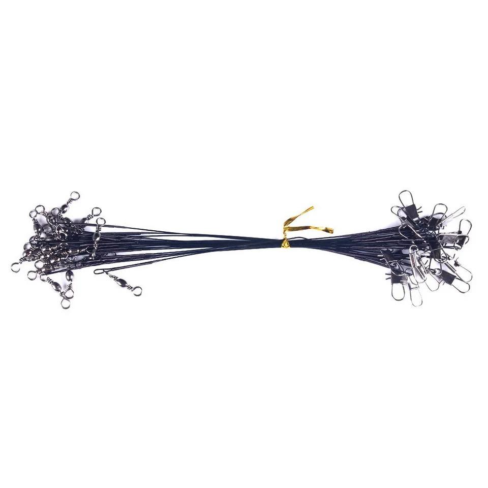 20pcs 15/20/25cm Anti-bite Steel Wire Leader Leashes For Fishing 50LB With Swivel Fishing Lure Accessories Pike Bass