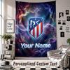 Custom Tapestry Wall Hanging, Atletico Madrid Personalized Name Text Home Wall Decor
