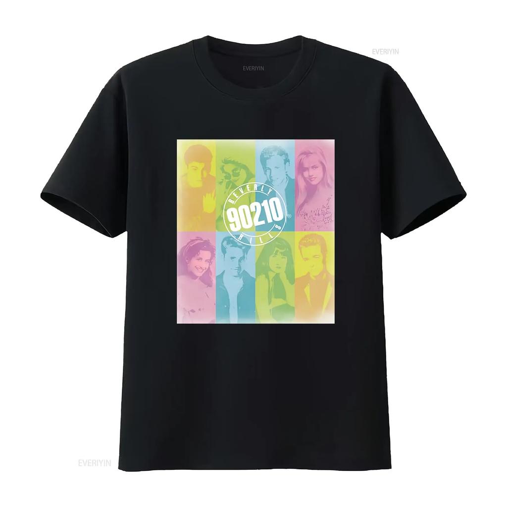 Beverly Hills 90210 Cast Color Block T Shirt for Retro TV Show Fans White vintage Washed Soft Breathable Slightly graphic