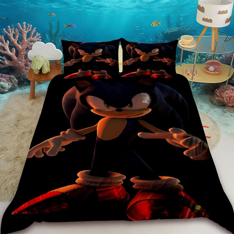 Duvet Cover Teens Sonic Hedgehog Cartoon Bedding Set Comforter Cover Bedroom Dormitory Decor Best Gifts