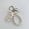 ZAKOL Korean Fashion Imitation Pearl Bear Doll Pendant Keychain Handbag Mobile Phone Accessories Gift for Women Girls