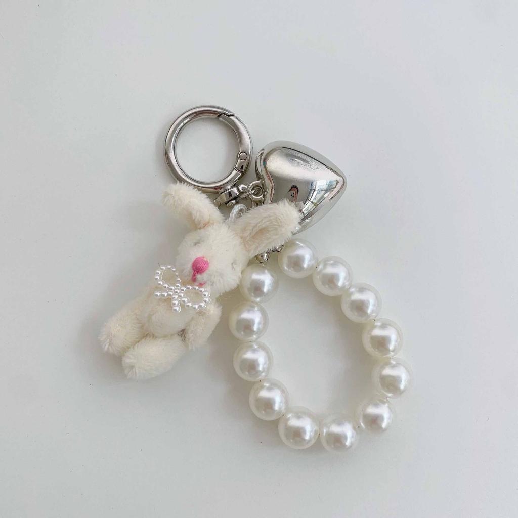 ZAKOL Korean Fashion Imitation Pearl Bear Doll Pendant Keychain Handbag Mobile Phone Accessories Gift for Women Girls