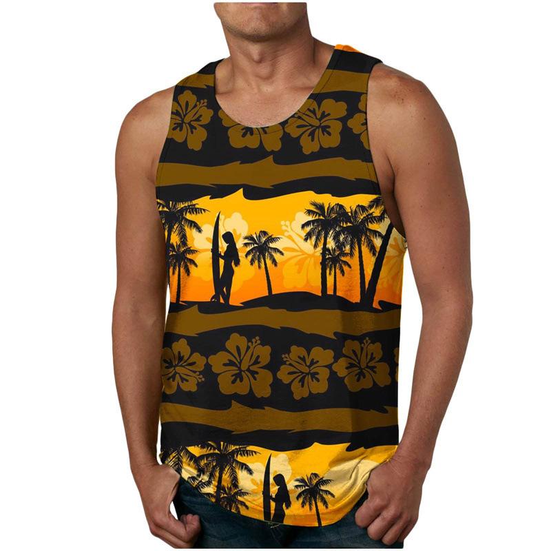 Sommer Herren 3D Gedrucktes Ärmelloses T-Shirt Mode Vielseitig Atmungsaktiv Trend Lässig