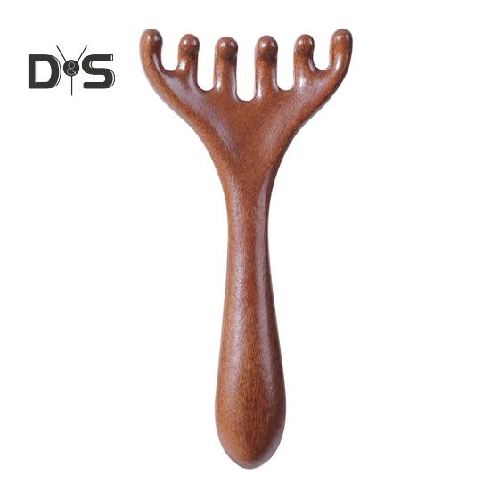 

Массажная расческа из сандалового дерева с длинной ручкой, лимфодренажный массажный инструмент для снятия мышечного напряжения, акупунктурный массажный инструмент Гуаша с пятью когтями для пожилых людей цвет старого дерева