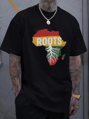 Africa Roots Graphic Mens Cotton TShirt PanAfrican Rasta Colors Casual Short Sleeve Tee