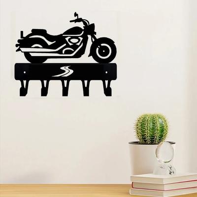 1pc Casa Preto Motocicleta Metal Varanda Montado Na Parede Cabide De Roupas Porta-Chaves Cozinha Banheiro Ganchos Organizador De Armazenamento
